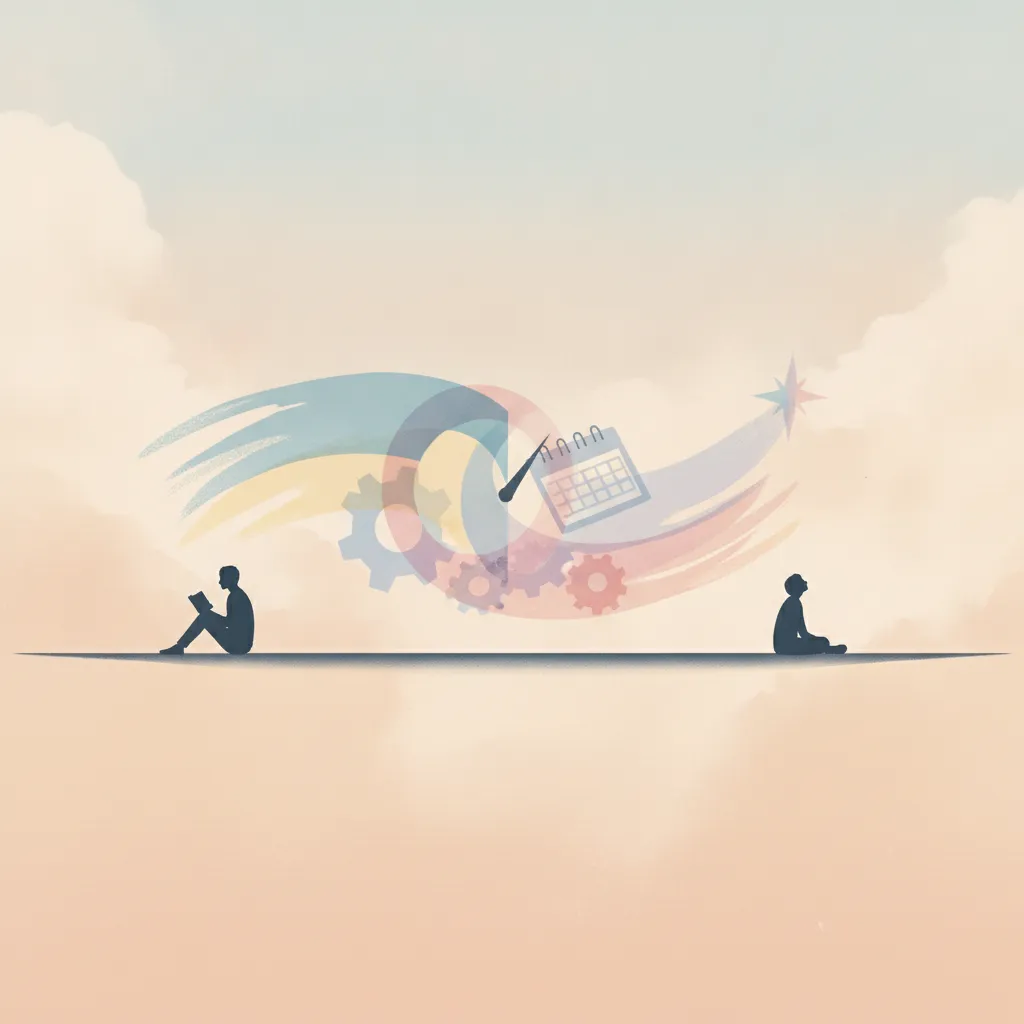 이별 후 각자의 시간을 보내는 두 사람의 실루엣, 재회 타이밍을 기다리는 모습.