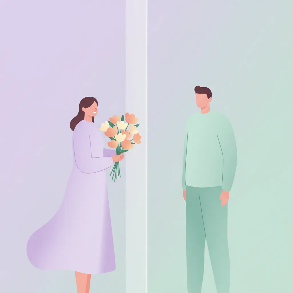 썸 관계에서 서로에게 다가가지 못하는 두 사람의 모습